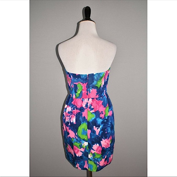 Shoshanna Strapless Mini Dress in Floral Watercolor Print - Picture 6 of 9